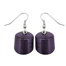 Lade das Bild in den Galerie-Viewer, Ohrhaken Ohrhänger Ohrringe 37x15mm Schrägperle Kunststoff lila-seidig-glänzend
