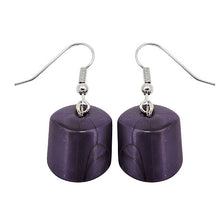 Lade das Bild in den Galerie-Viewer, Ohrhaken Ohrhänger Ohrringe 37x15mm Schrägperle Kunststoff lila-seidig-glänzend
