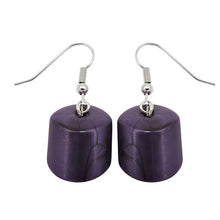 Lade das Bild in den Galerie-Viewer, Ohrhaken Ohrhänger Ohrringe 37x15mm Schrägperle Kunststoff lila-seidig-glänzend
