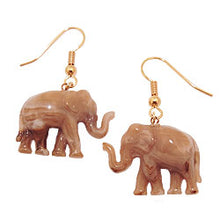 Lade das Bild in den Galerie-Viewer, Ohrhaken Ohrhänger Ohrringe 39x23mm Elefant mini braun-marmoriert Kunststoff
