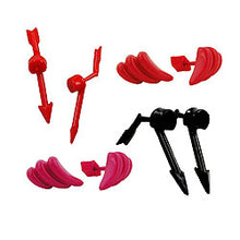 Lade das Bild in den Galerie-Viewer, Set 4x Ohrstecker Modeschmuck pink rot schwarz aus Vollplastik

