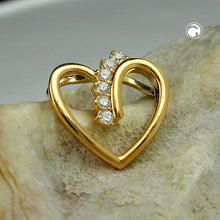 Lade das Bild in den Galerie-Viewer, Anhänger 12x13mm Herz mit Zirkonias vergoldet 3 Mikron

