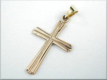 Lade das Bild in den Galerie-Viewer, Anhänger 25x15mm Kreuz mit Rille in Kreuzbalken 9Kt GOLD
