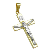 Lade das Bild in den Galerie-Viewer, Anhänger 27x16mm Kreuz mit Jesus bicolor glänzend 9Kt GOLD
