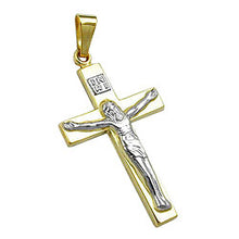 Lade das Bild in den Galerie-Viewer, Anhänger 27x16mm Kreuz mit Jesus bicolor glänzend 9Kt GOLD
