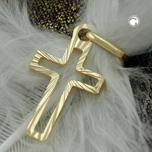 Lade das Bild in den Galerie-Viewer, Anhänger 16x9mm Kreuz diamantiert 14Kt GOLD
