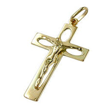 Lade das Bild in den Galerie-Viewer, Anhänger 28x17mm Kreuz mit Jesus durchbrochen glänzend 14Kt GOLD
