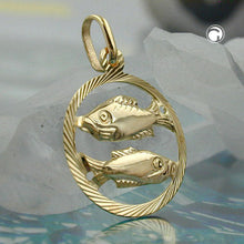 Lade das Bild in den Galerie-Viewer, Anhänger 15mm Sternzeichen Fische 9Kt GOLD
