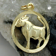 Lade das Bild in den Galerie-Viewer, Anhänger 15mm Sternzeichen Stier 9Kt GOLD
