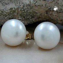 Lade das Bild in den Galerie-Viewer, Ohrstecker Ohrring ca. 11mm Süßwasserzuchtperle abgeflacht 9Kt GOLD
