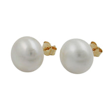 Lade das Bild in den Galerie-Viewer, Ohrstecker Ohrring ca. 11mm Süßwasserzuchtperle abgeflacht 9Kt GOLD
