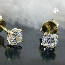 Lade das Bild in den Galerie-Viewer, Ohrstecker Ohrring 4mm Zirkonia 9Kt GOLD
