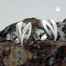 Lade das Bild in den Galerie-Viewer, Ohrstecker Ohrring 8x5mm Zirkonia 14Kt Weißgold
