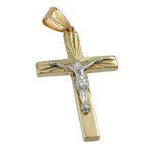 Lade das Bild in den Galerie-Viewer, Anhänger 34x17mm Kreuz mit Jesus bicolor glänzend diamantiert 9Kt GOLD
