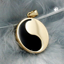 Lade das Bild in den Galerie-Viewer, Anhänger Yin Yang 16mm mit Onyx 9Kt GOLD
