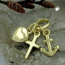 Lade das Bild in den Galerie-Viewer, Anhänger 15mm Glaube-Liebe-Hoffnung glänzend 9Kt GOLD
