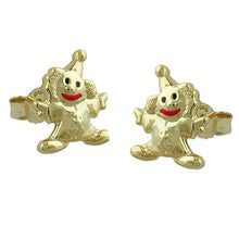 Lade das Bild in den Galerie-Viewer, Ohrstecker Ohrring 8x6mm Clown glänzend farbig lackiert 9Kt GOLD
