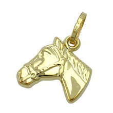 Lade das Bild in den Galerie-Viewer, Anhänger 12x12mm Pferdekopf glänzend 9Kt GOLD
