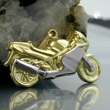 Lade das Bild in den Galerie-Viewer, Anhänger 28mm Motorrad bicolor 9Kt GOLD
