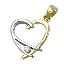 Lade das Bild in den Galerie-Viewer, Anhänger 14x13mm Herz offen bicolor mit Zirkonia 9Kt GOLD

