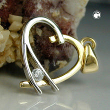 Lade das Bild in den Galerie-Viewer, Anhänger 14x13mm Herz offen bicolor mit Zirkonia 9Kt GOLD
