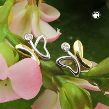 Lade das Bild in den Galerie-Viewer, Ohrstecker Ohrring 8x7mm Schmetterling bicolor glänzend 9Kt GOLD
