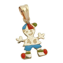Lade das Bild in den Galerie-Viewer, Anhänger 14x10mm Junge farbig emailliert 9Kt GOLD
