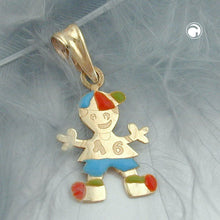 Lade das Bild in den Galerie-Viewer, Anhänger 14x10mm Junge farbig emailliert 9Kt GOLD
