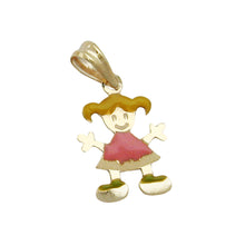 Lade das Bild in den Galerie-Viewer, Anhänger 14x10mm Mädchen farbig emailliert 9Kt GOLD
