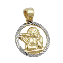 Lade das Bild in den Galerie-Viewer, Anhänger 12,5mm Engelmotiv bicolor rhodiniert diamantiert 9Kt GOLD
