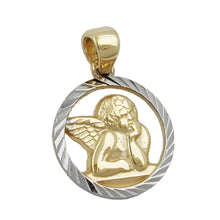 Lade das Bild in den Galerie-Viewer, Anhänger 12,5mm Engelmotiv bicolor rhodiniert diamantiert 9Kt GOLD
