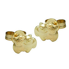 Lade das Bild in den Galerie-Viewer, Ohrstecker Ohrring 6x8mm Bärenpaar matt-glänzend 9Kt GOLD
