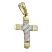 Lade das Bild in den Galerie-Viewer, Anhänger 15x11mm Kreuz bicolor diamantiert 9Kt GOLD
