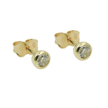 Lade das Bild in den Galerie-Viewer, Ohrstecker Ohrring 4mm Zirkonia rund 9Kt GOLD
