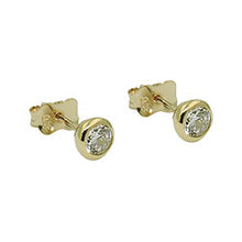 Lade das Bild in den Galerie-Viewer, Ohrstecker Ohrring 5mm Zirkonia rund 9Kt GOLD
