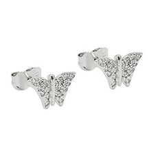 Lade das Bild in den Galerie-Viewer, Ohrstecker Ohrring 6x9mm Schmetterling 9Kt Weißgold
