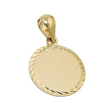 Lade das Bild in den Galerie-Viewer, Anhänger 12mm Gravurplatte matt diamantiert 9Kt GOLD

