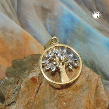Lade das Bild in den Galerie-Viewer, Anhänger 12mm Baum des Lebens bicolor 9Kt GOLD
