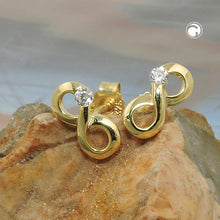 Lade das Bild in den Galerie-Viewer, Ohrstecker Ohrring 9x5mm Zeichen Unendlichkeit mit Zirkonia GOLD 9Kt
