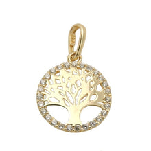 Lade das Bild in den Galerie-Viewer, Anhänger 11mm Lebensbaum Rand mit Zirkonias 9Kt GOLD
