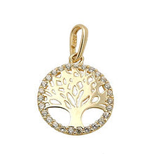 Lade das Bild in den Galerie-Viewer, Anhänger 11mm Lebensbaum Rand mit Zirkonias 9Kt GOLD
