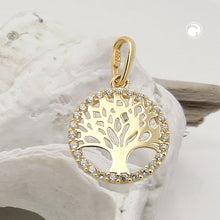 Lade das Bild in den Galerie-Viewer, Anhänger 11mm Lebensbaum Rand mit Zirkonias 9Kt GOLD
