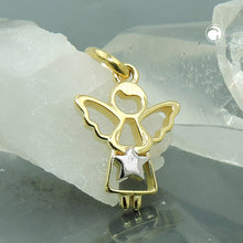 Lade das Bild in den Galerie-Viewer, Anhänger 12x10mm Engel mit Stern bicolor glänzend 9Kt GOLD

