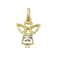 Lade das Bild in den Galerie-Viewer, Anhänger 12x10mm Engel mit Stern bicolor glänzend 9Kt GOLD
