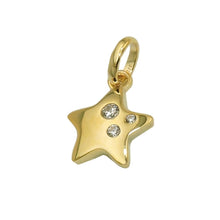 Lade das Bild in den Galerie-Viewer, Anhänger 10x10mm Stern glänzend mit 3 Zirkonias 9Kt GOLD
