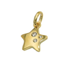 Lade das Bild in den Galerie-Viewer, Anhänger 10x10mm Stern glänzend mit 3 Zirkonias 9Kt GOLD
