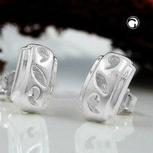 Lade das Bild in den Galerie-Viewer, Ohrstecker Ohrring 9x5mm durchbrochen matt glänzend mit Zirkonia Silber 925
