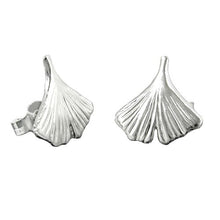 Lade das Bild in den Galerie-Viewer, Ohrstecker Ohrring 12mm Ginkgoblatt glänzend Silber 925

