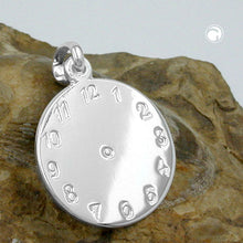 Lade das Bild in den Galerie-Viewer, Anhänger 14mm Geburtsanhänger Uhr glänzend Silber 925
