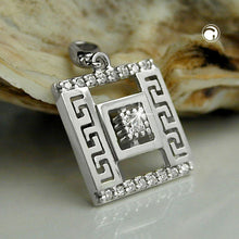 Lade das Bild in den Galerie-Viewer, Anhänger 12x12mm römisches Muster mit Zirkonias rhodiniert Silber 925
